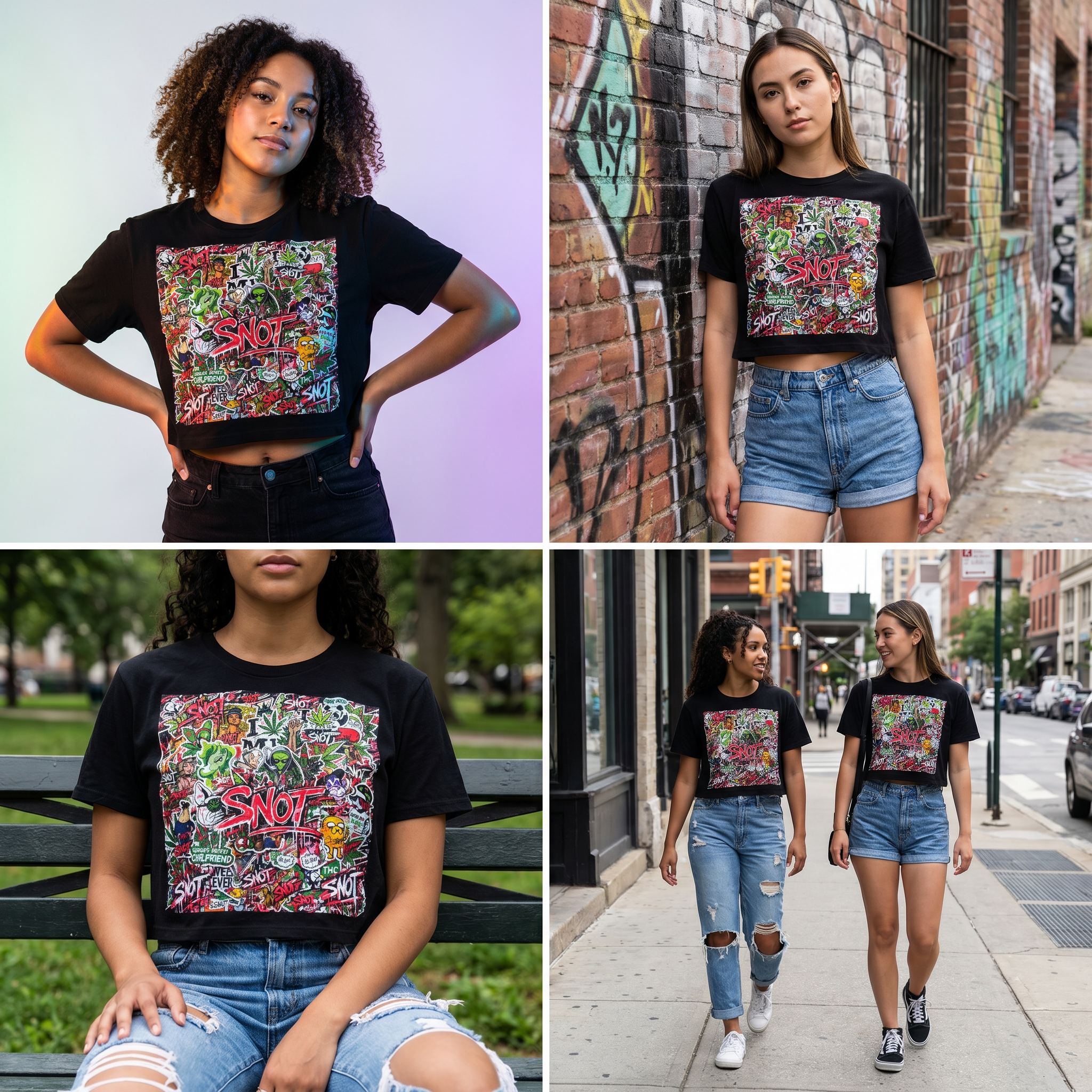 SNOT Girls Graffiti Crop Tee